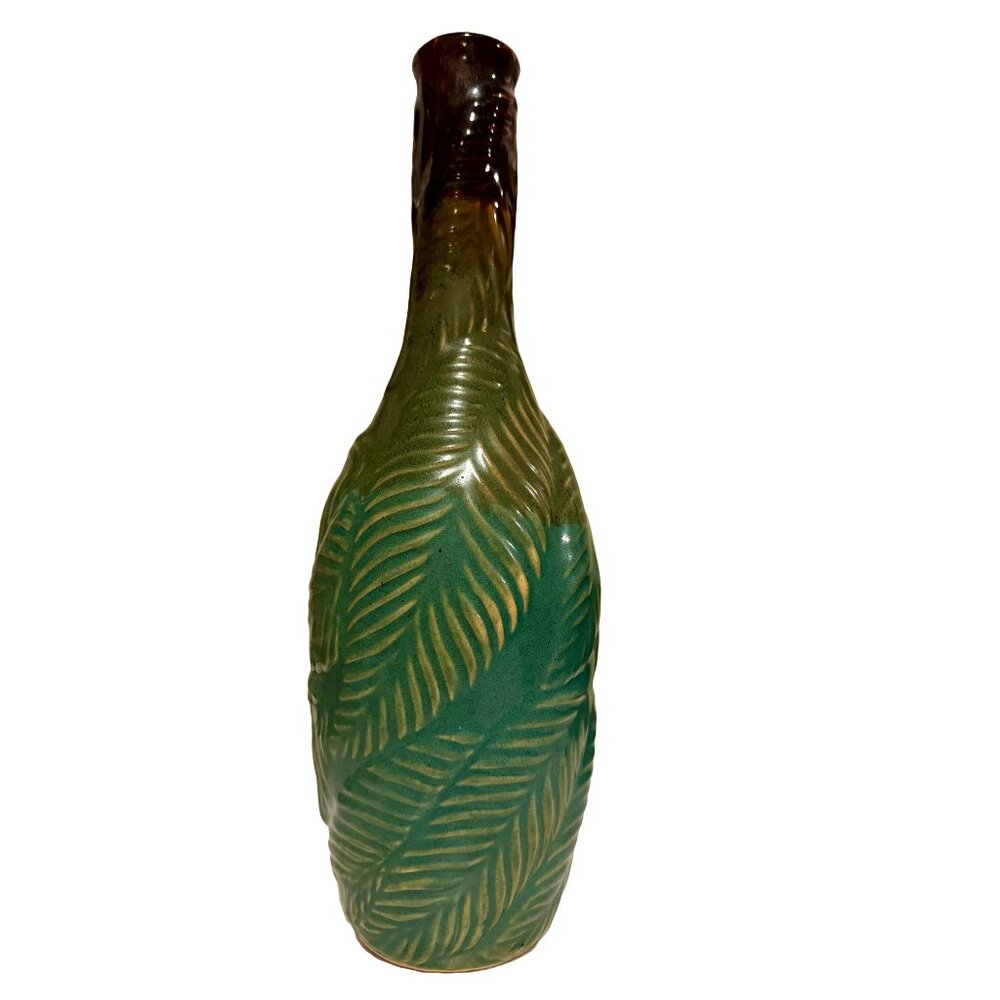 Two Gorgeous Blue-Green Vases with Embossed Leaves - Picture 2 of 15